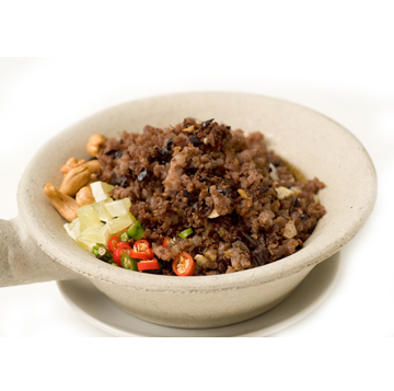 Baked rice with salted olive and minced pork